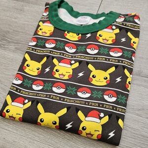 Hanna Andersson Size 12 Pokemon Pikachu Christmas Pajama Shirt Top Holiday